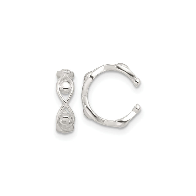 Sterling Silver Ear Cuff for Women Featuring Ichthys Symbol and Raised Sphere Accent, Non Pierced Christian Earring with Faith Symbol, Religious Ear Wrap, Spiritual Jewelry for Christian Accessory