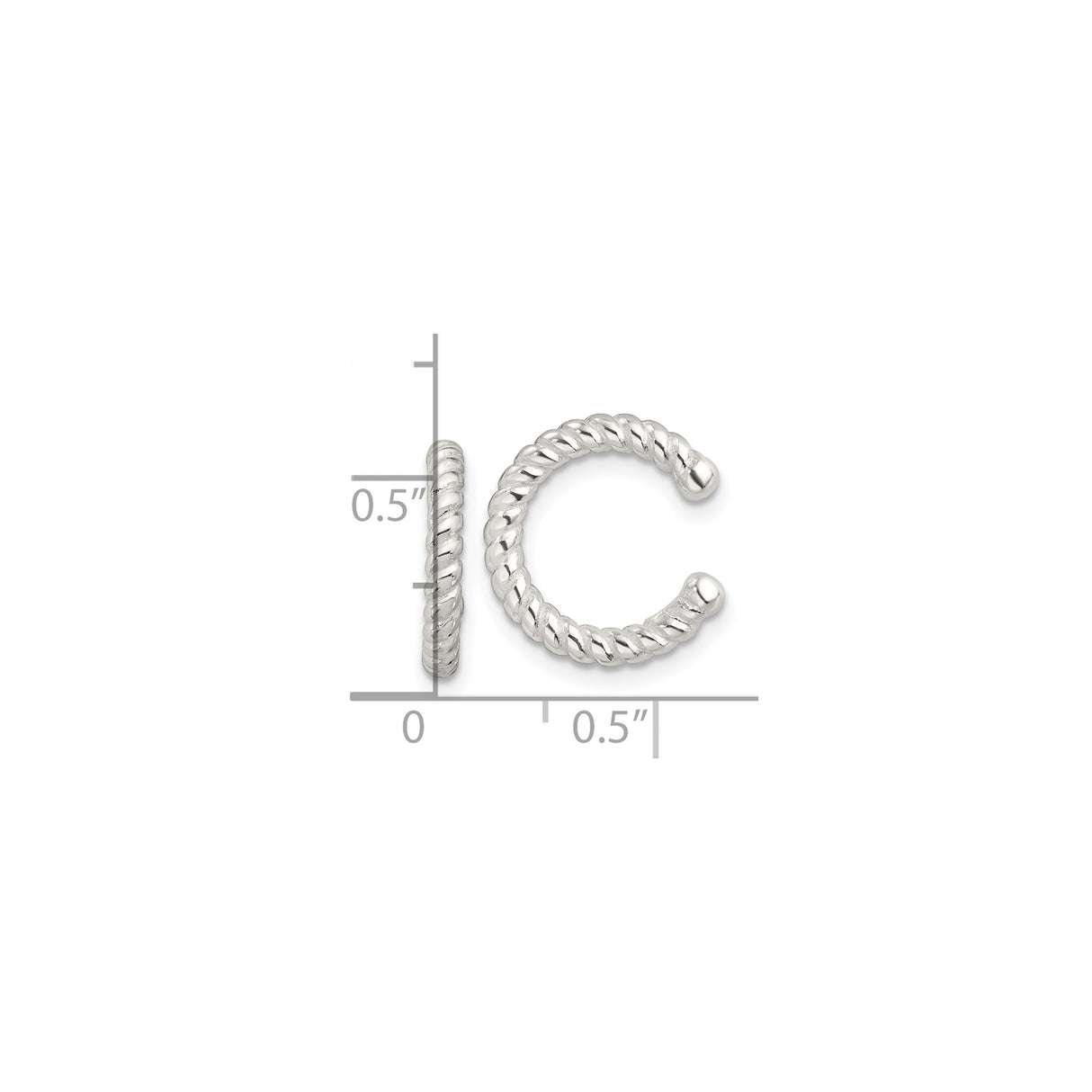 Sterling Silver Rope Twist Ear Cuff Minimalist Jewelry