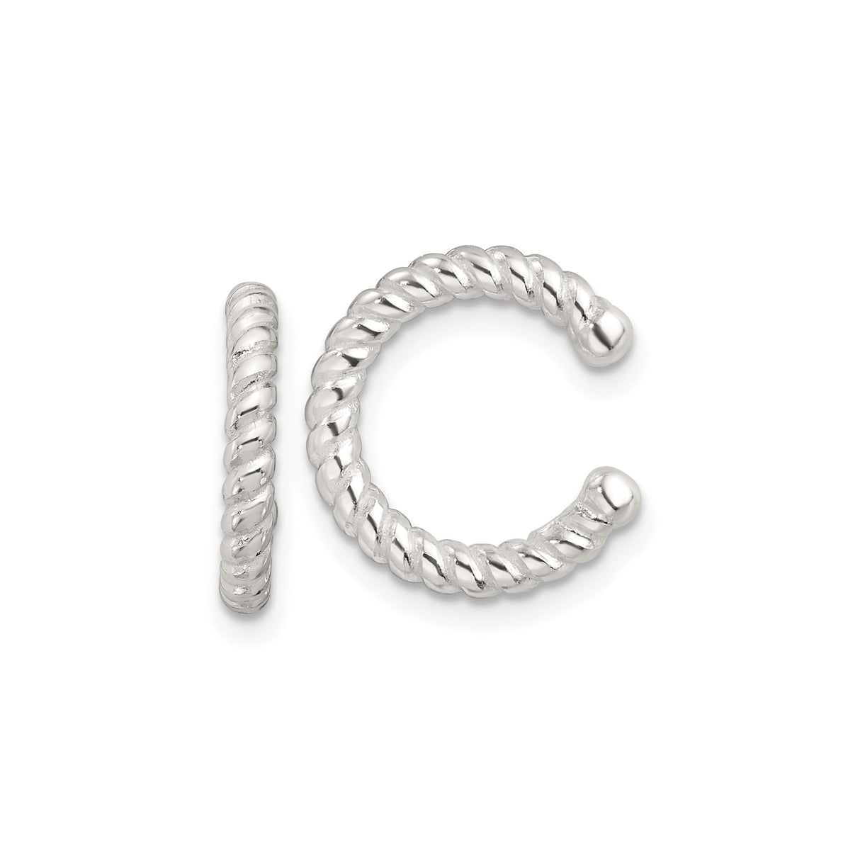 Non Pierced Ear Cuff in Sterling Silver with Twisted Rope Design, Minimalist Modern Cuff Earring for Women or Unisex Wear, Trendy Everyday Silver Jewelry and Contemporary Fashion Accessory
