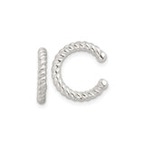 Non Pierced Ear Cuff in Sterling Silver with Twisted Rope Design, Minimalist Modern Cuff Earring for Women or Unisex Wear, Trendy Everyday Silver Jewelry and Contemporary Fashion Accessory