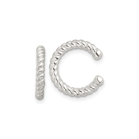 Non Pierced Ear Cuff in Sterling Silver with Twisted Rope Design, Minimalist Modern Cuff Earring for Women or Unisex Wear, Trendy Everyday Silver Jewelry and Contemporary Fashion Accessory