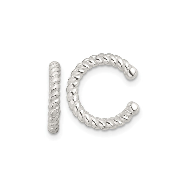 Non Pierced Ear Cuff in Sterling Silver with Twisted Rope Design, Minimalist Modern Cuff Earring for Women or Unisex Wear, Trendy Everyday Silver Jewelry and Contemporary Fashion Accessory