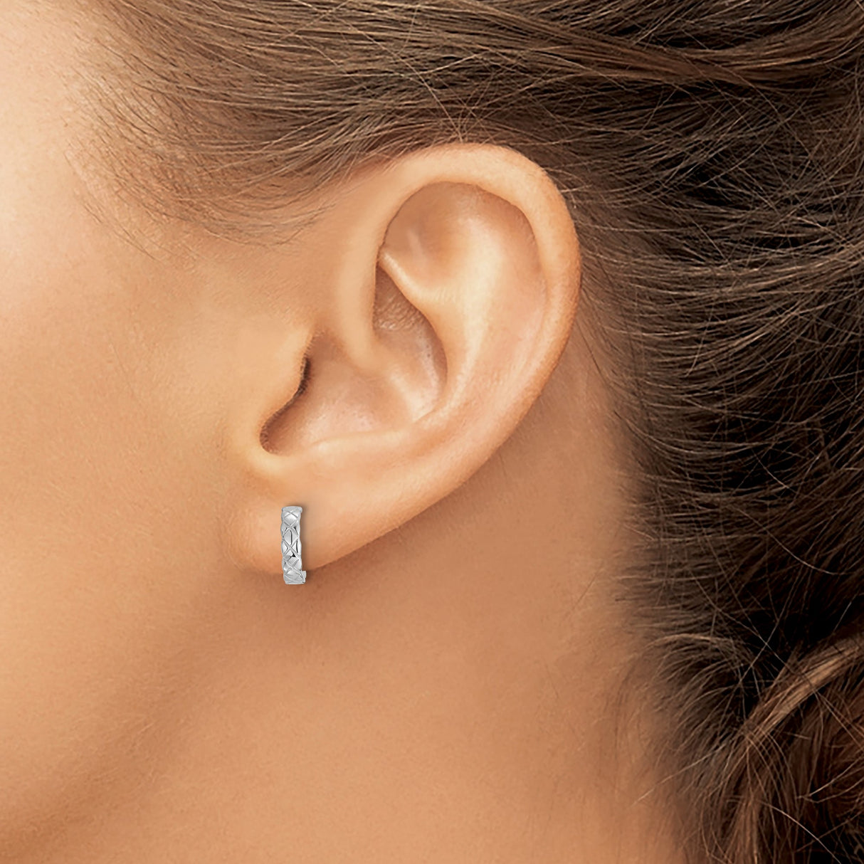 Sterling Silver Quilted Crisscross Ear Cuff Unisex Style