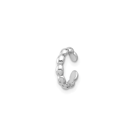 Sterling Silver Beaded Ear Cuff with Polished Finish, Chunky Open Style Non Pierced Earring, Unisex Modern Jewelry for Stacking or Solo Wear, Minimalist Silver Cuff with Clean Smooth Design