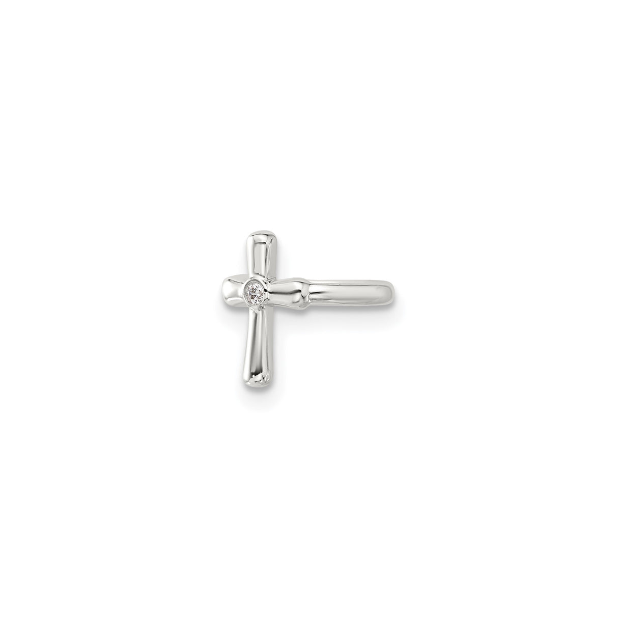 Sterling Silver Cross Pendant With Cubic Zirconia CZ Accent