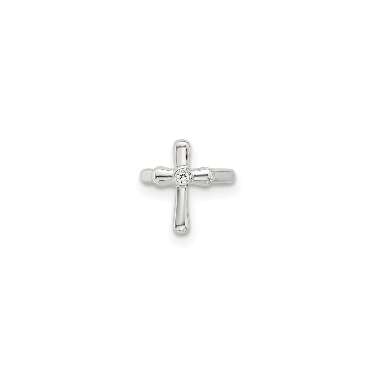 Sterling Silver Polished Cross Pendant with Cubic Zirconia Charm for Men and Women – Modern Faithful Jewelry Unisex Spiritual Symbol in Mirror Finish – Sleek Minimalist Religious Accessory