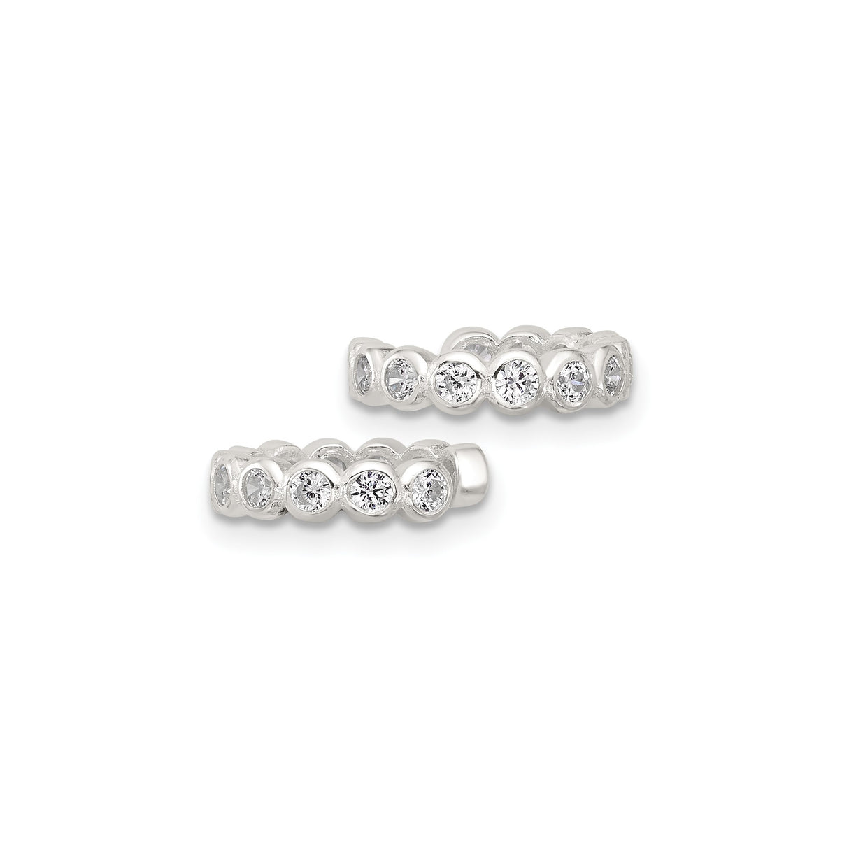 Sterling Silver Ear Cuff Set Bezel CZ Stones Minimalist