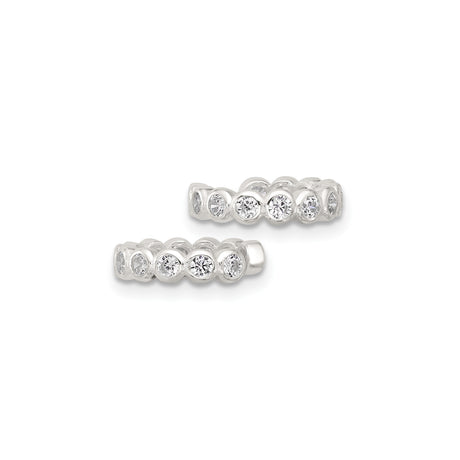 Sterling Silver Ear Cuff Set Bezel CZ Stones Minimalist