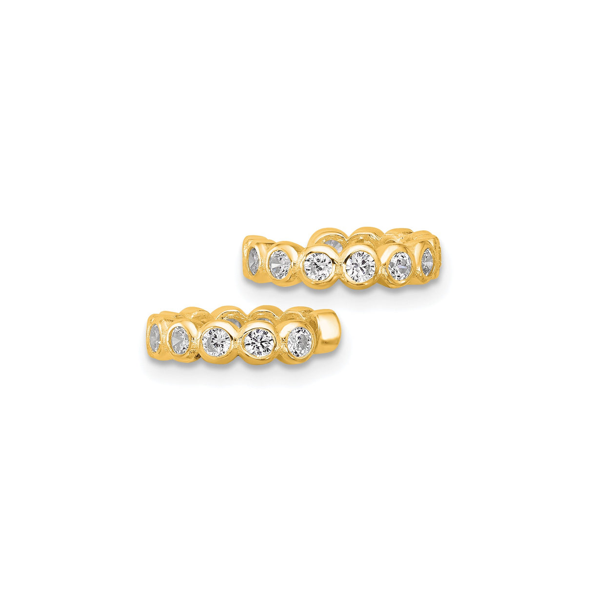 Gold Plated Sterling Silver Ear Cuff Textured CZ Bezel