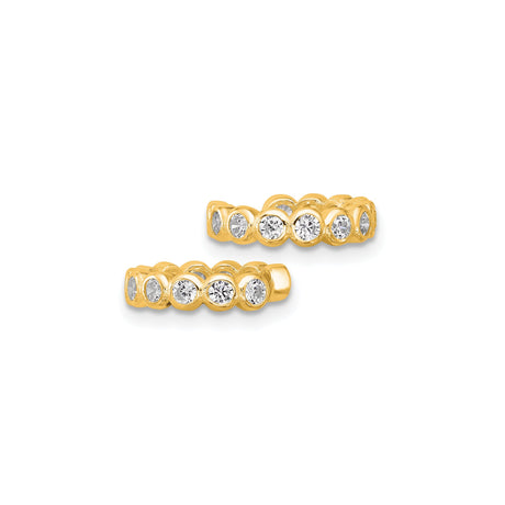 Gold Plated Sterling Silver Ear Cuff Textured CZ Bezel