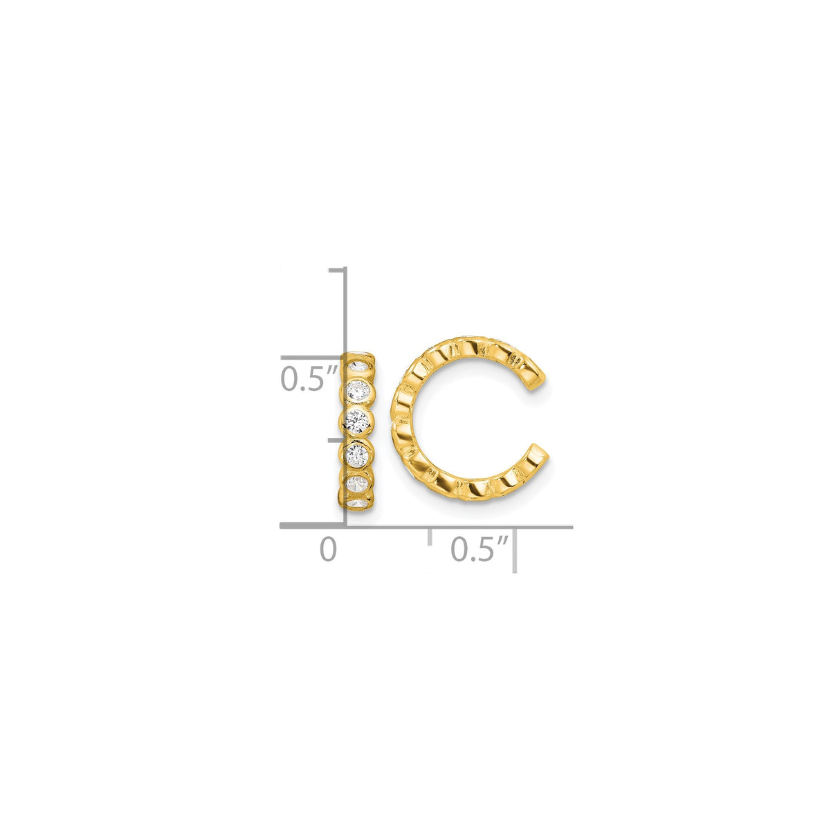 Gold Plated Sterling Silver Ear Cuff Textured CZ Bezel
