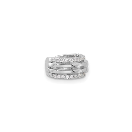 Sterling Silver Triple Band Earcuff With CZ Accents