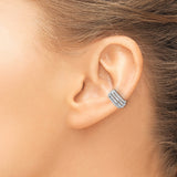 Sterling Silver Triple Band Earcuff With CZ Accents