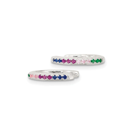 Sterling Silver Rainbow Ear Cuff With Colorful CZ Stones
