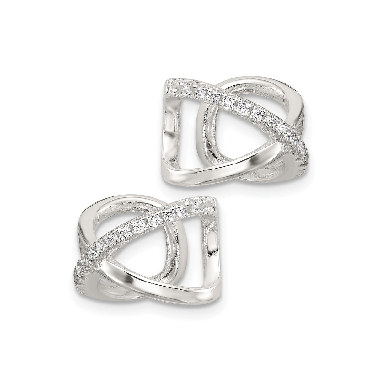 Sterling Silver XO Stud Earrings With CZ O Shapes Design