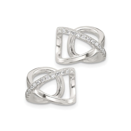 Sterling Silver XO Stud Earrings With CZ O Shapes Design