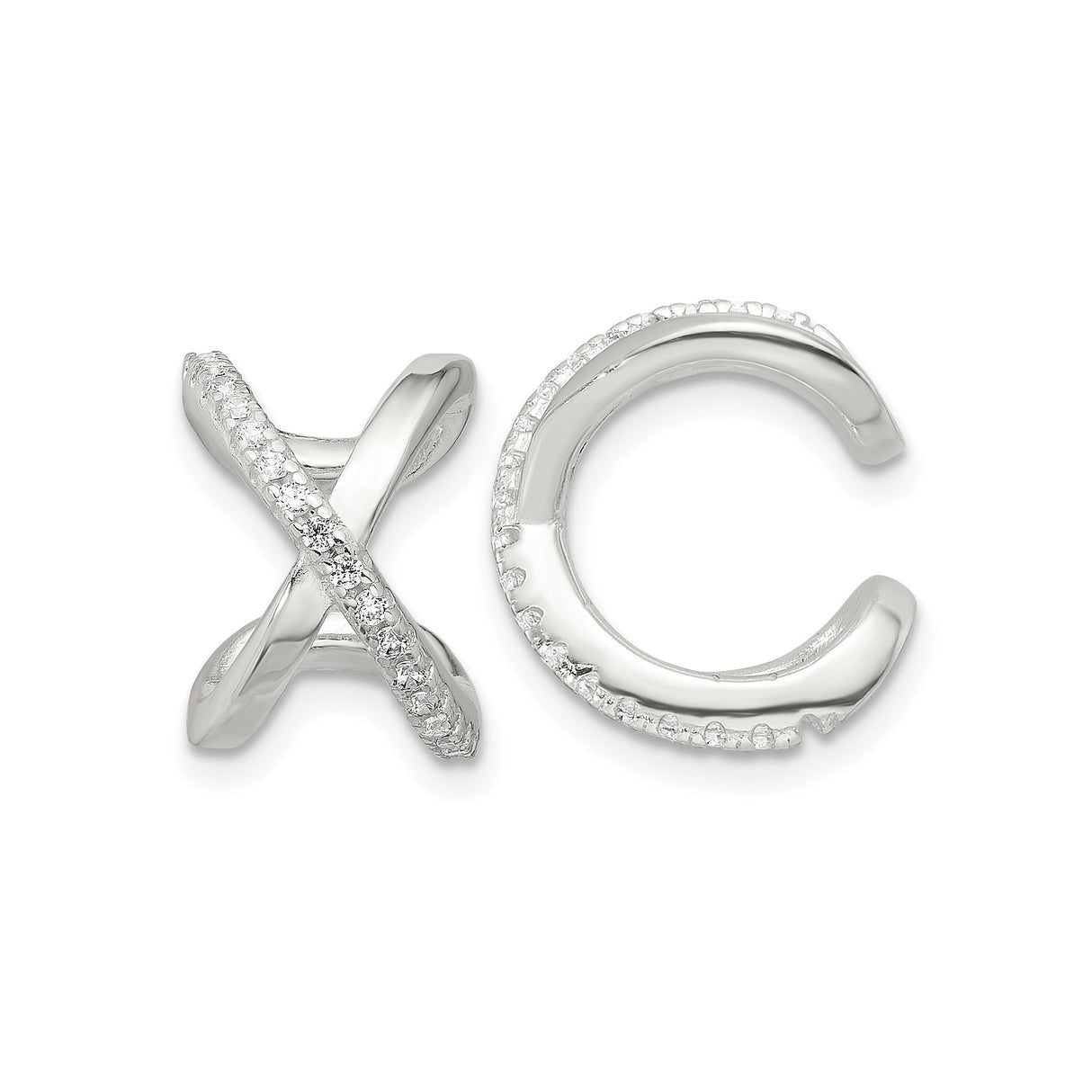 Sterling Silver XO Stud Earrings for Women with Polished X and Cubic Zirconia O Shapes, Symbolic Hugs and Kisses Design, Modern Romantic Accessory for Anniversary, Valentine, or Everyday Wear