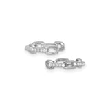 Sterling Silver Rectangular Link Hoop Earrings With CZ