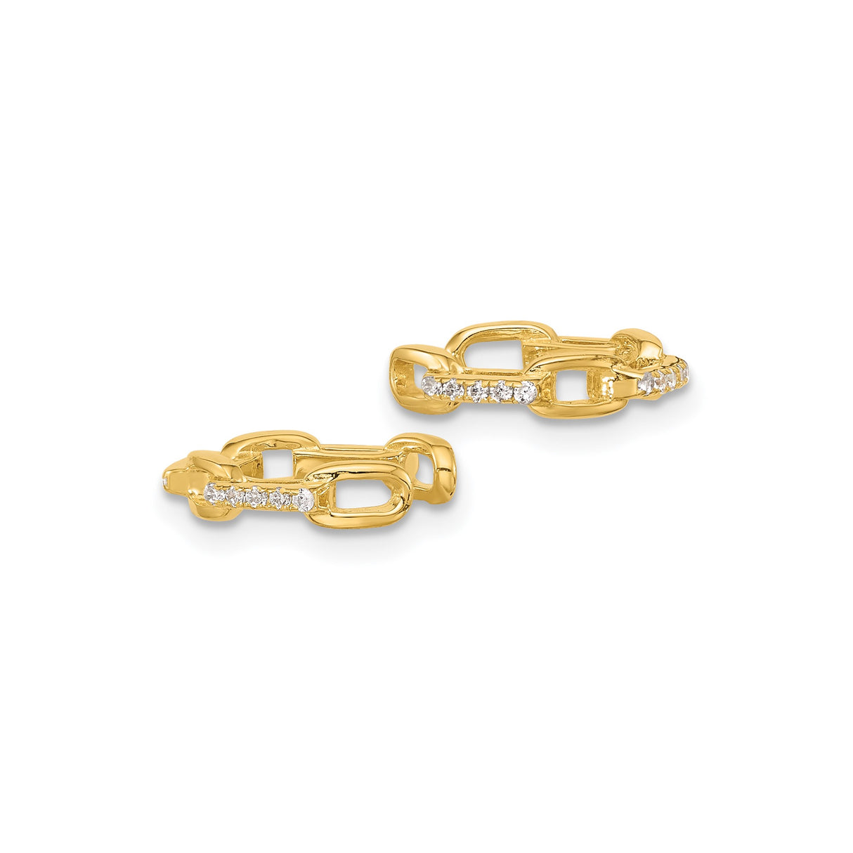 Gold Plated Sterling Silver Chain Link Hoop Earrings CZ