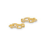 Gold Plated Sterling Silver Chain Link Hoop Earrings CZ