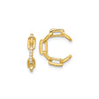 Gold Plated Sterling Silver Hoop Earrings for Women with Modern Chain Link Design, Clear Cubic Zirconia, Linked Hoops for Everyday Wear, Contemporary Fashion Earrings, Elegant Statement Hoops