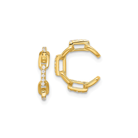 Gold Plated Sterling Silver Hoop Earrings for Women with Modern Chain Link Design, Clear Cubic Zirconia, Linked Hoops for Everyday Wear, Contemporary Fashion Earrings, Elegant Statement Hoops