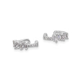 Sterling Silver Ear Cuff Set Asymmetrical Baguette CZ Stones