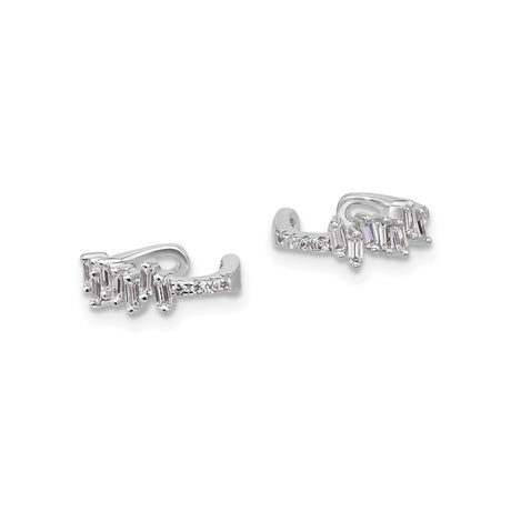 Sterling Silver Ear Cuff Set Asymmetrical Baguette CZ Stones