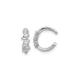 Sterling Silver Ear Cuff Set for Women with Baguette Cut Cubic Zirconia Stones in Asymmetrical Modern Design, Non Pierced Adjustable Open Hoop Lightweight Fashion Earrings for Contemporary Style