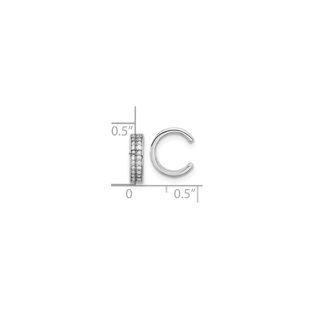 Sterling Silver Front Row CZ Ear Cuff Minimalist Open Cuff