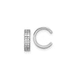 Sterling Silver Ear Cuff for Women with Front Row of Cubic Zirconia, Non Pierced Cartilage Earring Featuring Modern Minimalist Design, Stackable Open Cuff for Fashion Everyday Jewelry Looks