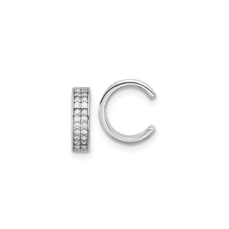 Sterling Silver Ear Cuff for Women with Front Row of Cubic Zirconia, Non Pierced Cartilage Earring Featuring Modern Minimalist Design, Stackable Open Cuff for Fashion Everyday Jewelry Looks