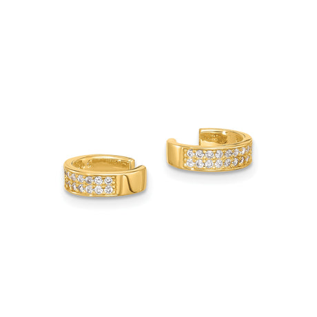 Sterling Silver Gold Plated Ear Cuffs With Clear CZ Pave