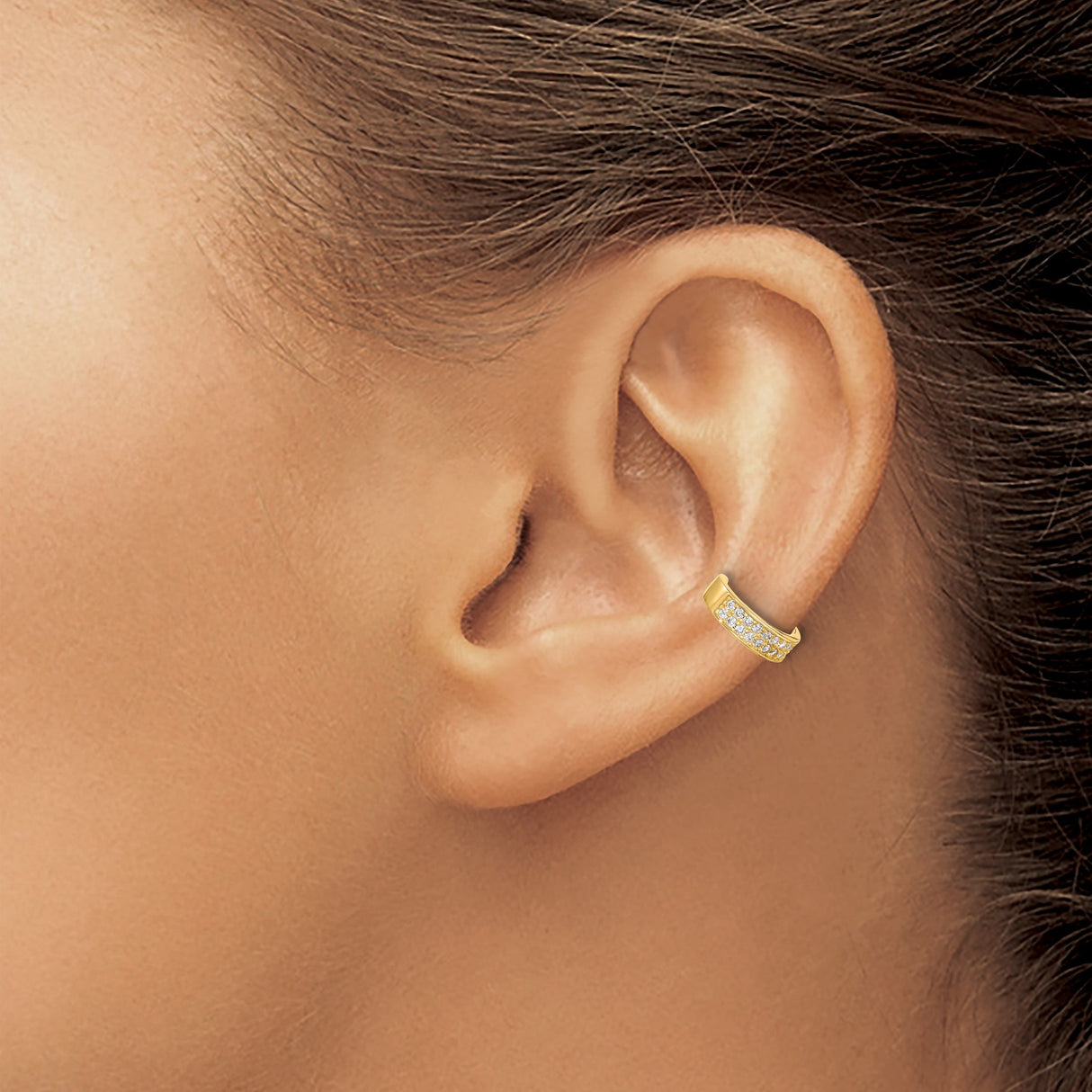 Sterling Silver Gold Plated Ear Cuffs With Clear CZ Pave