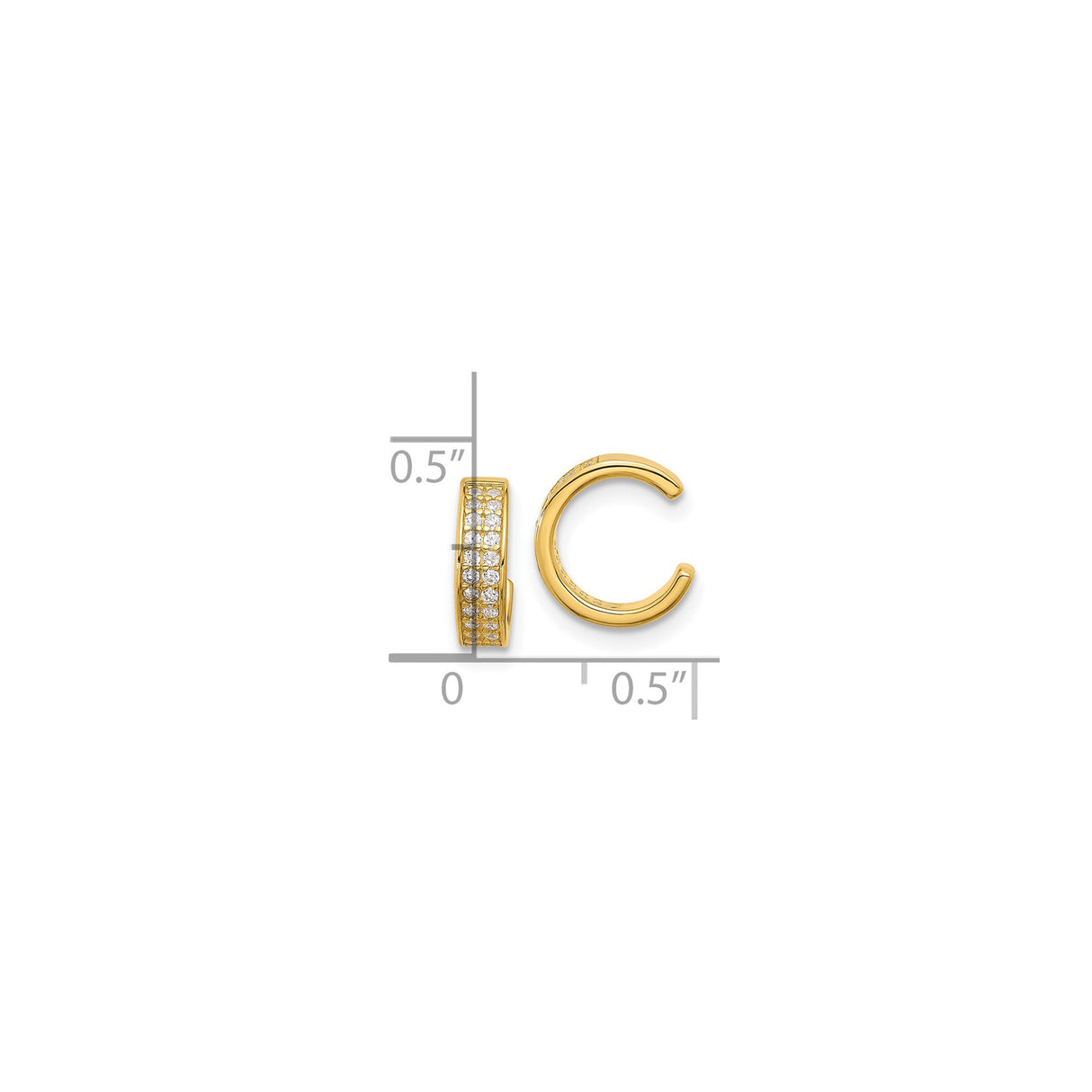 Sterling Silver Gold Plated Ear Cuffs With Clear CZ Pave