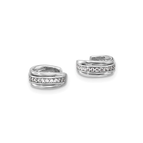 Sterling Silver Double Band Ear Cuffs With Cubic Zirconia