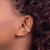 Sterling Silver Double Band Ear Cuffs With Cubic Zirconia