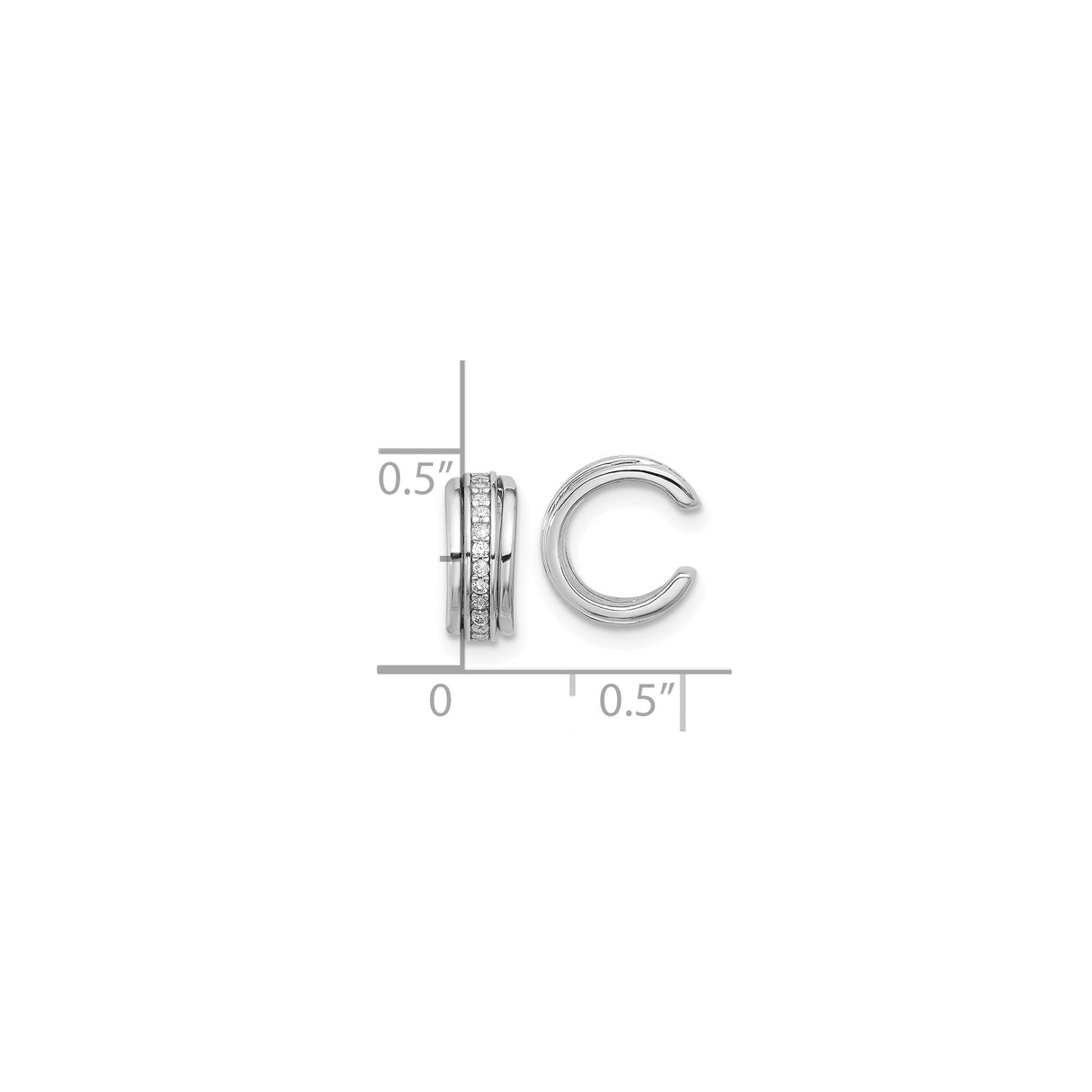 Sterling Silver Double Band Ear Cuffs With Cubic Zirconia