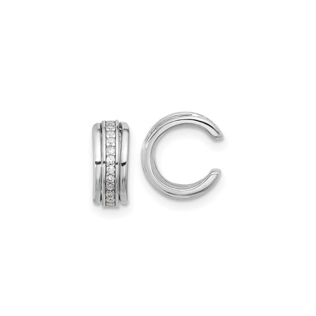 Sterling Silver Ear Cuffs for Women with Double Band Design and Clear Cubic Zirconia Stones, Non Pierced Earrings with Modern Minimalist Style, Sparkly Fashion Earcuffs for Everyday Wear