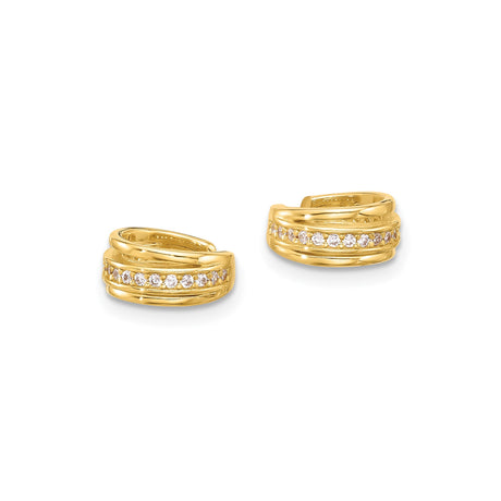 Gold Plated Sterling Silver Minimalist Ear Cuff CZ Sparkle