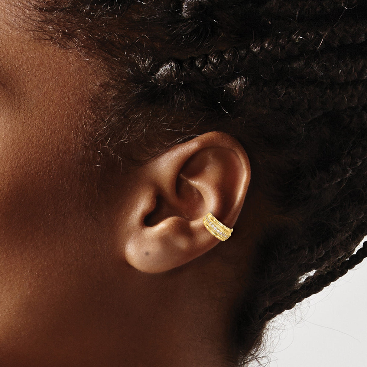 Gold Plated Sterling Silver Minimalist Ear Cuff CZ Sparkle