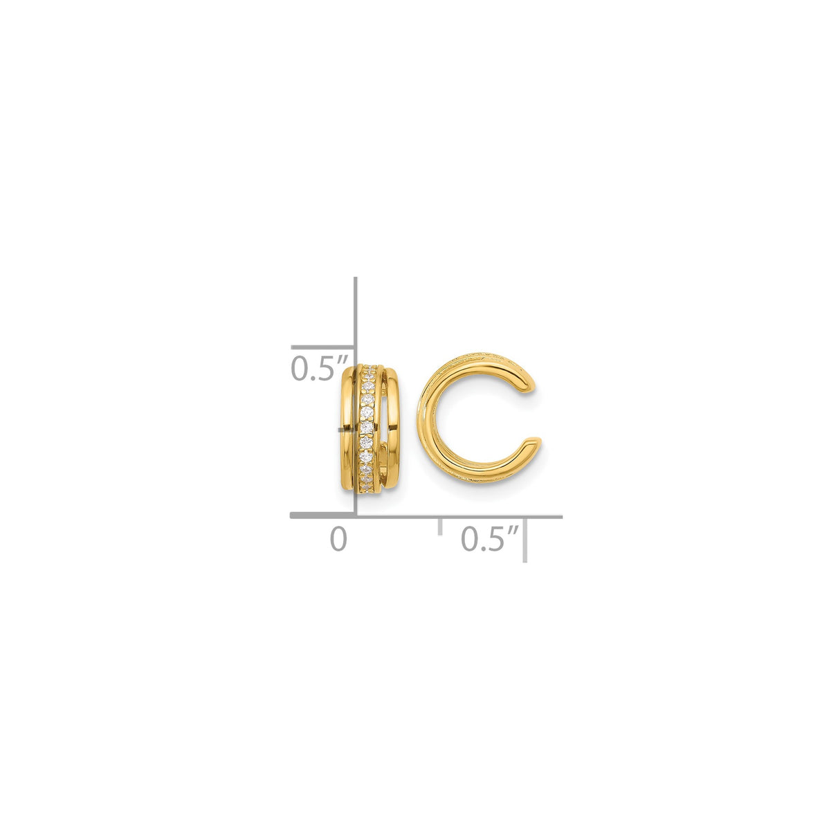 Gold Plated Sterling Silver Minimalist Ear Cuff CZ Sparkle