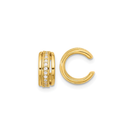 Gold Plated Sterling Silver Nonpierced Ear Cuffs with Sparkling Cubic Zirconia, Unisex Modern Minimalist Earrings for Ear Stack, Lightweight Simple Fashion Jewelry, Dainty Everyday Statement Accessori