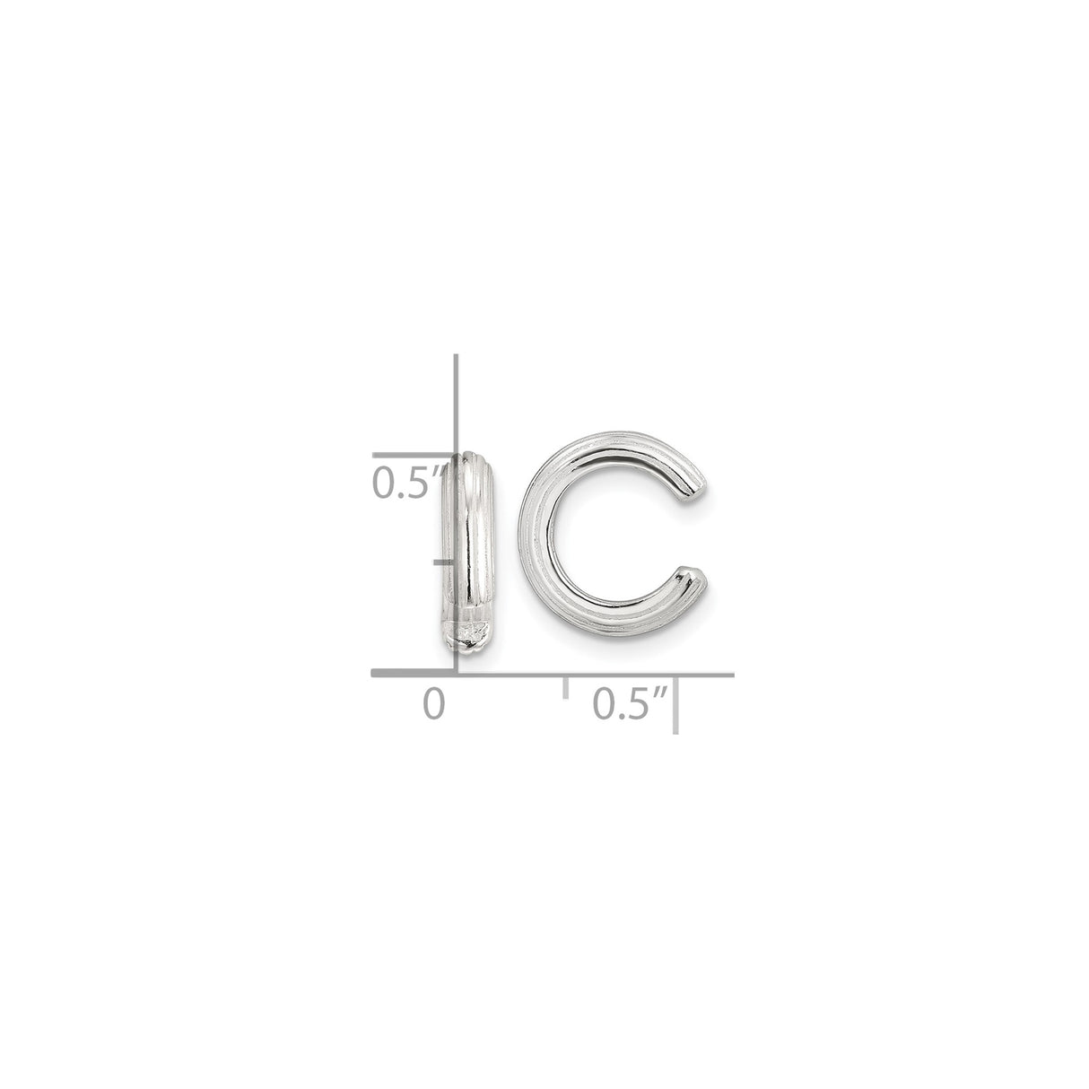 Sterling Silver Grooved Letter C Charm Bead For Bracelets