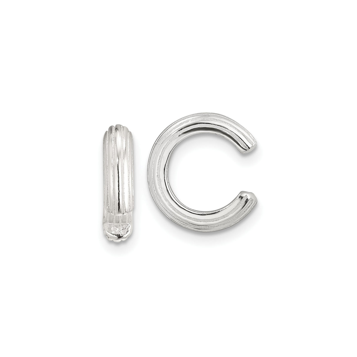 Sterling Silver Alphabet Letter C Charm for Bracelets or Necklaces, Grooved Polished Bead Pendant, Unisex Initial Jewelry Component, Modern Minimalist Accessory for Custom DIY Jewelry Designs