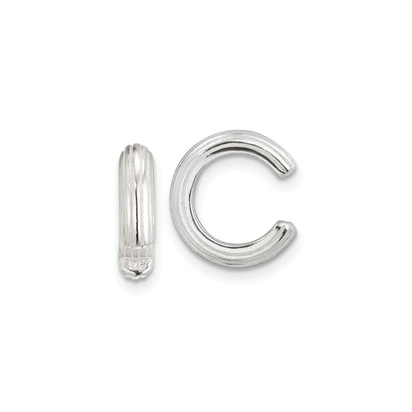 Sterling Silver Alphabet Letter C Charm for Bracelets or Necklaces, Grooved Polished Bead Pendant, Unisex Initial Jewelry Component, Modern Minimalist Accessory for Custom DIY Jewelry Designs