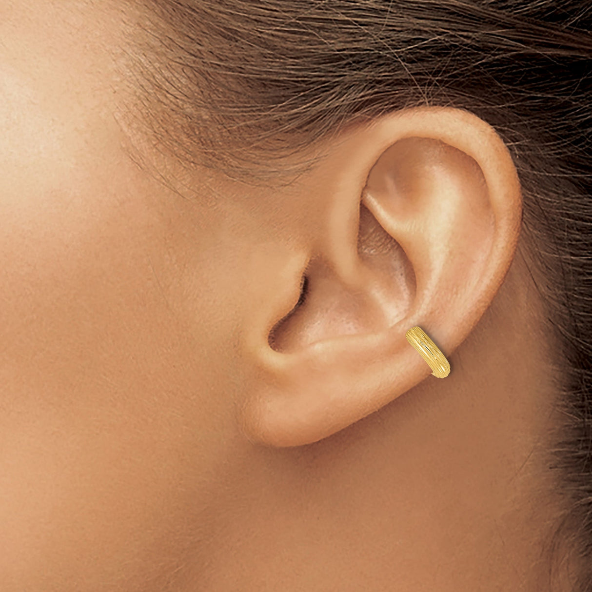 Gold Plated Sterling Silver Ear Cuff with Ribbed Texture