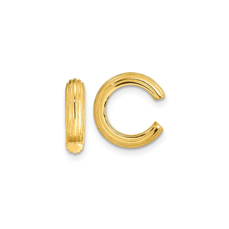 Gold Plated Sterling Silver Ear Cuff for Women, Non Pierced Earcuff with Ribbed Texture and Scalloped Edge, Modern Minimalist Design, Lightweight Fashion Jewelry for Everyday Stacking Wear
