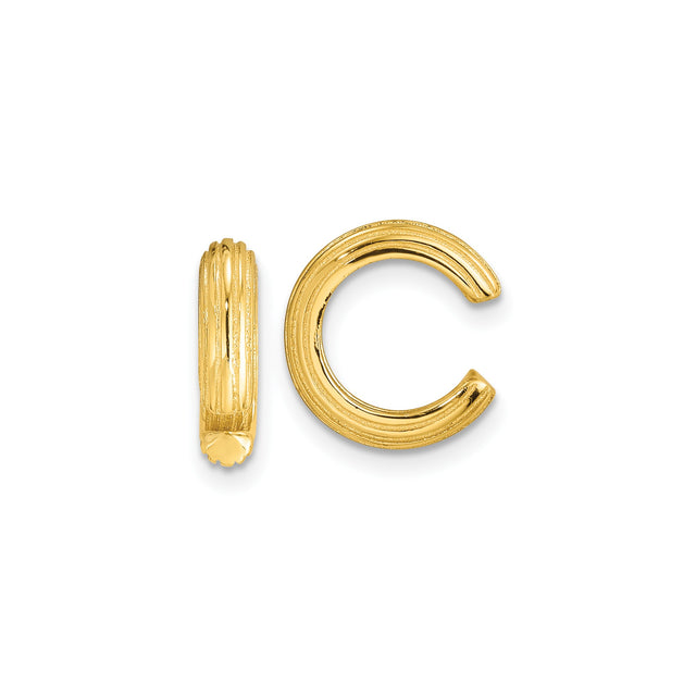 Gold Plated Sterling Silver Ear Cuff for Women, Non Pierced Earcuff with Ribbed Texture and Scalloped Edge, Modern Minimalist Design, Lightweight Fashion Jewelry for Everyday Stacking Wear