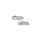 Sterling Silver Hoop Earrings Twisted Scroll Baguette CZ